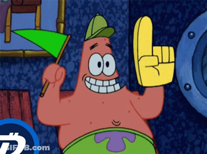 Patrick Starfish Green Flag Cheer GIF