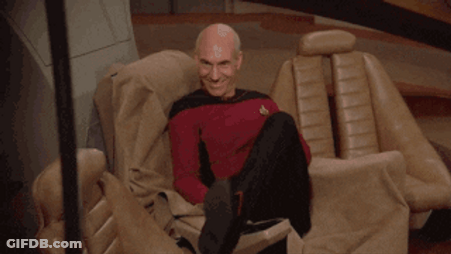Patrick Stewart Star Trek Shaking And Smiling GIF
