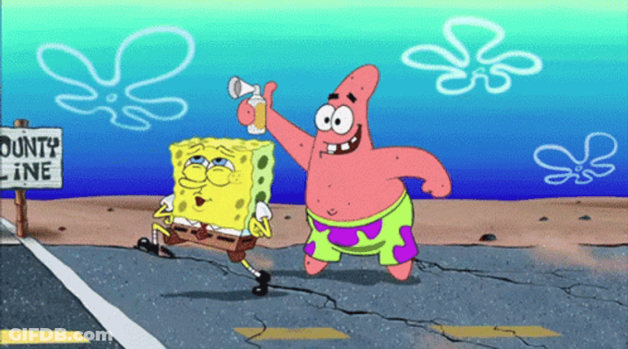 Patrick With Loud Horn And Spongebob We Did It GIF