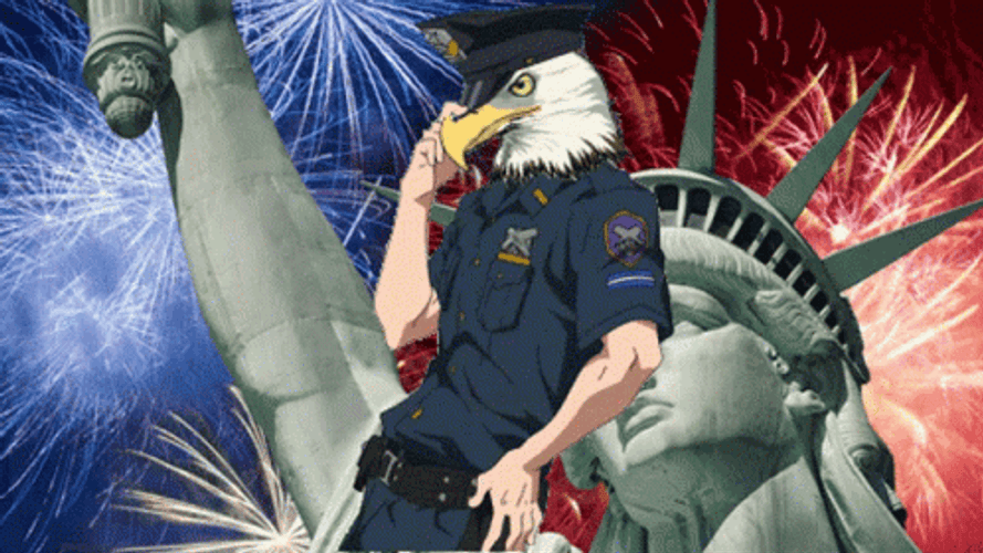 Patriotic Eagle Dancing Statue Of Liberty GIF