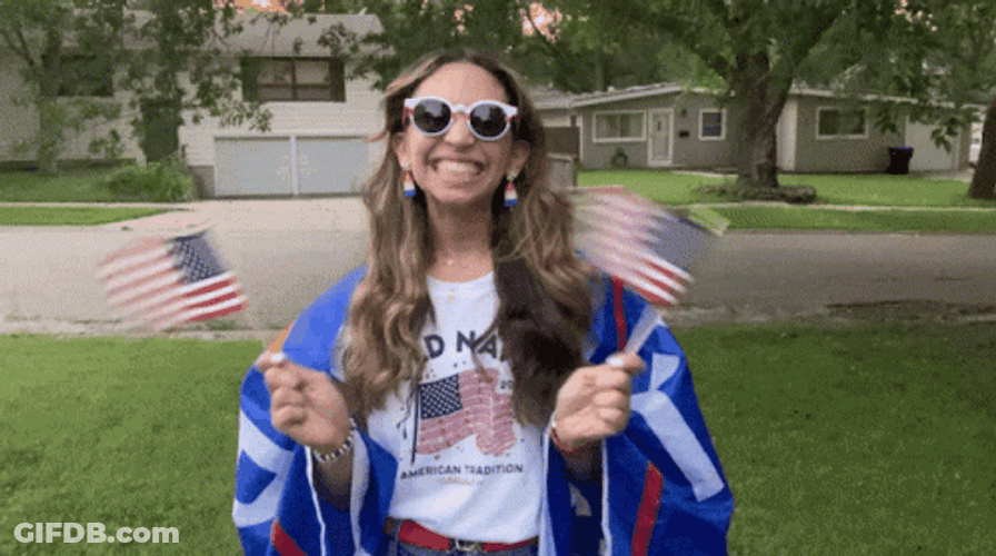 Patriotic Girly Waving Flags GIF