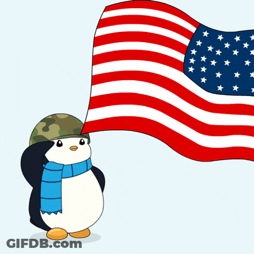 Patriotic Penguin Salute GIF