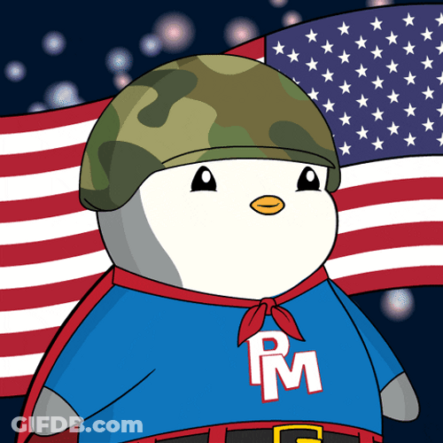 Patriotic Penguin USA Flag GIF