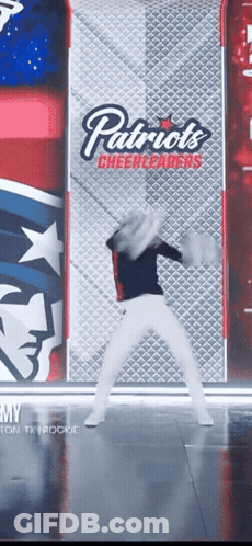 Patriots Cheerleader Performing With Beer Can GIF