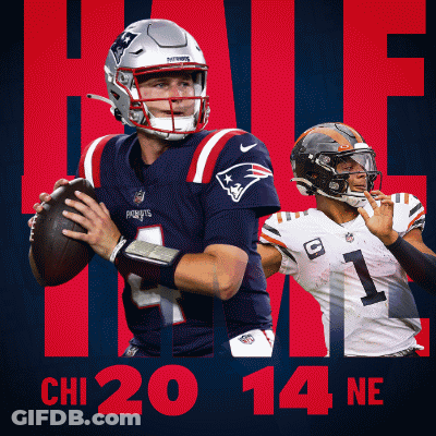 Patriots Football Player Holding Football Next To Another Player GIF