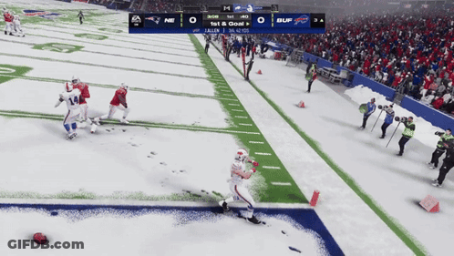 Patriots Vs Bills Football Game In Snow GIF