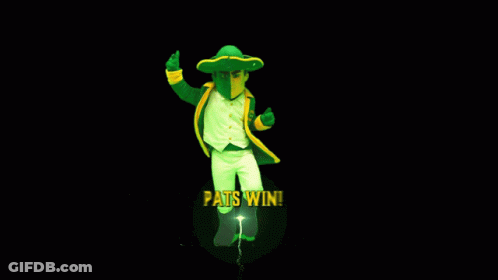 Pats Win Sign With Leprechaun And Fireworks GIF