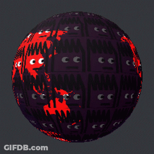 Patterned Red And Black Sphere GIF