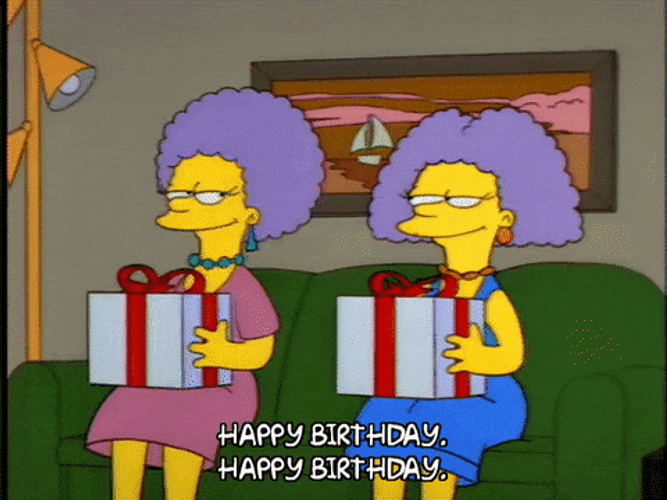 Patty And Selma Exchanging Birthday Presents GIF
