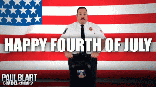 Paul Blart Mall Cop 2 Poster Man Holding Suitcase In Front Of American Flag GIF