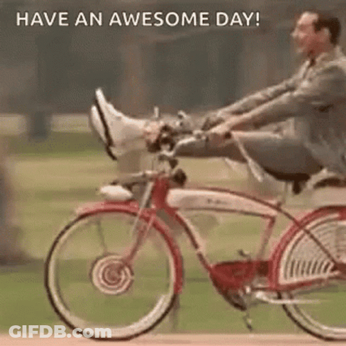 Paul Reubens Bike Riding Awesome Day GIF