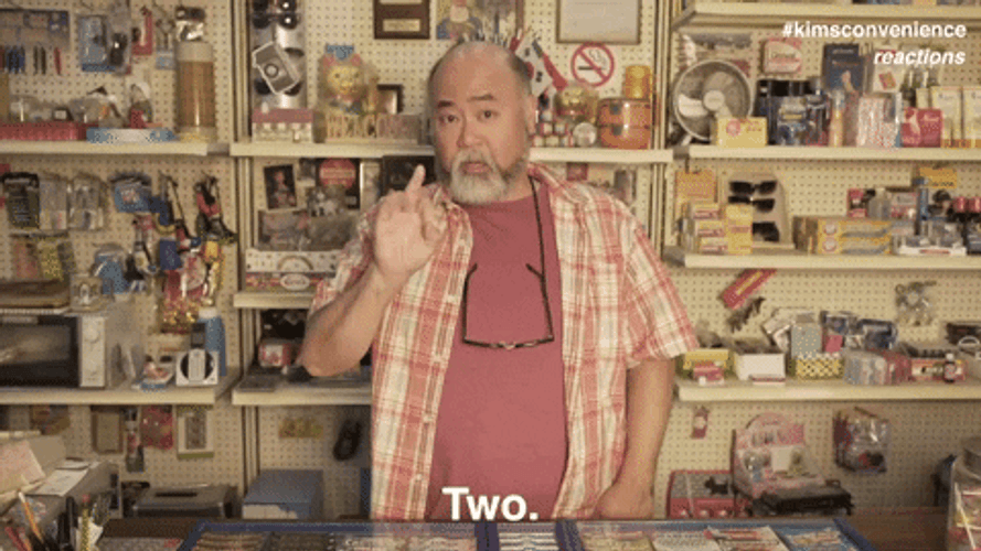 Paul Sun Hyung Lee Showing Two Fingers GIF