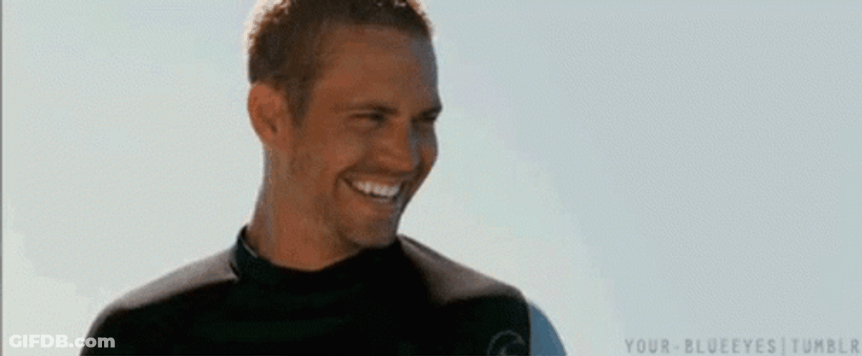 Paul Walker Laughing Wearing Rash Guard GIF