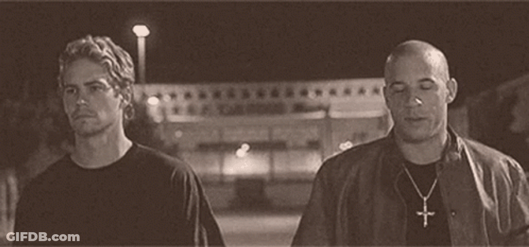 Paul Walker With Vin Diesel Walking GIF
