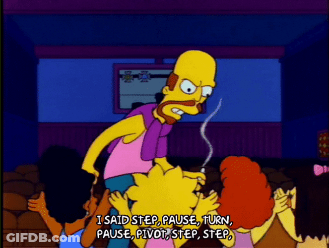 Pause Pivot Step Dance Instructor The Simpsons GIF