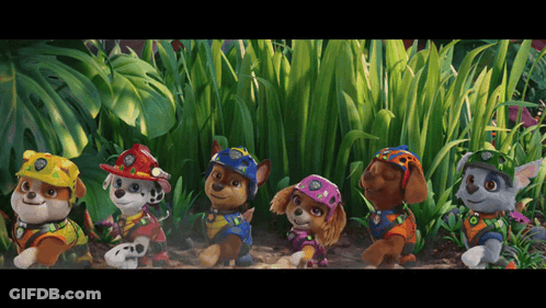 Paw Patrol Characters Standing In A Line GIF