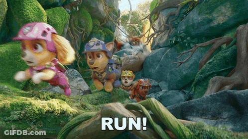 Paw Patrol Dogs Running Through Jungle Run GIF