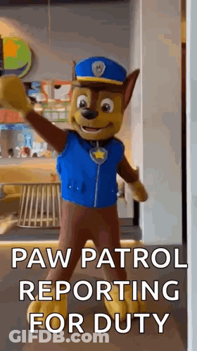 Paw Patrol Mascot Standing And Waving GIF