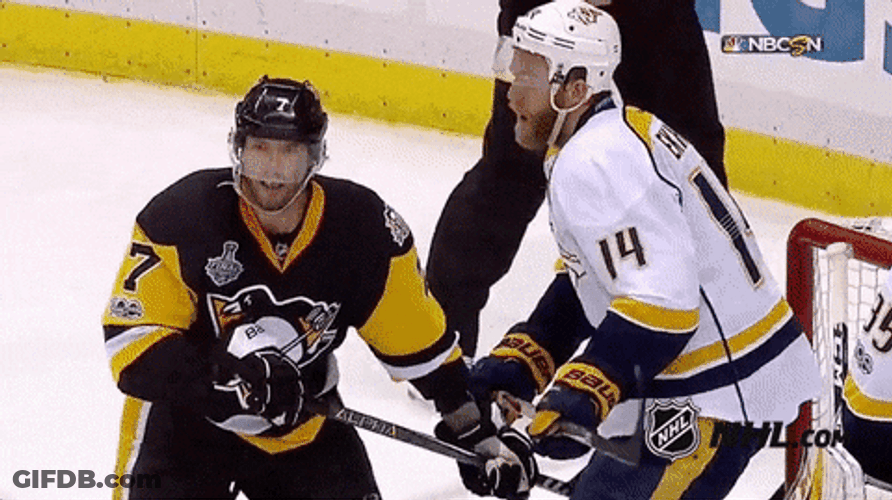Pay Attention To Me Ice Hockey Shoving GIF