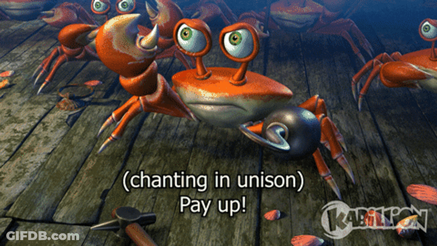 Pay Up  Kabillion Crabs Chanting Together GIF