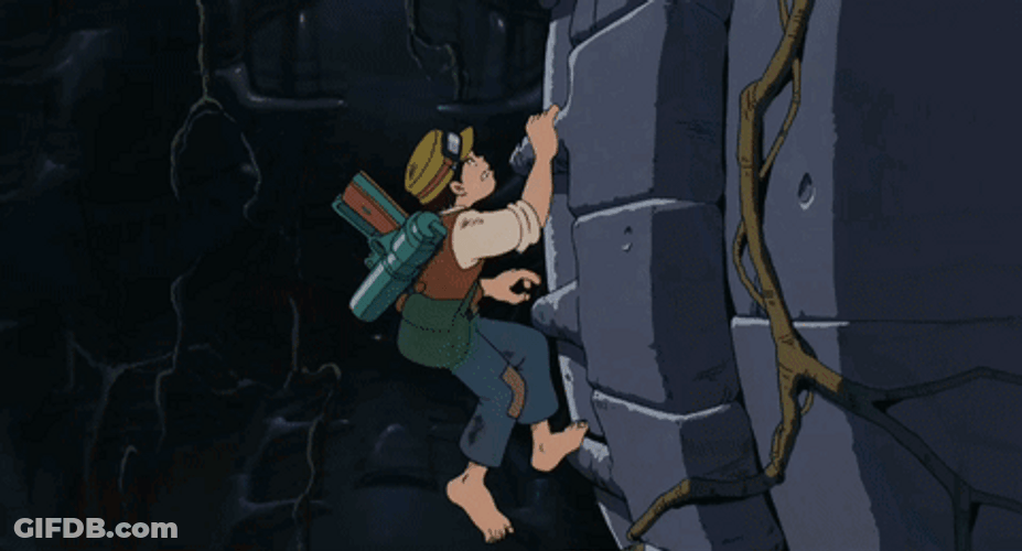 Pazu Climbing Castle In The Sky Anime GIF