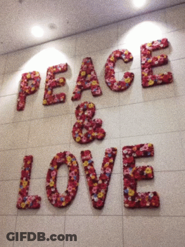 Peace And Love Made Of Flowers GIF