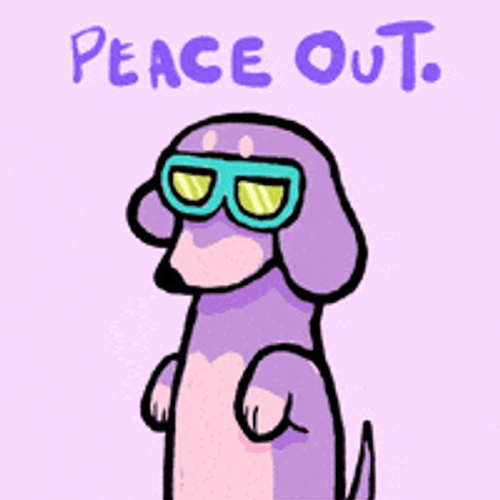Peace Out Cute Purple Dog Cartoon GIF