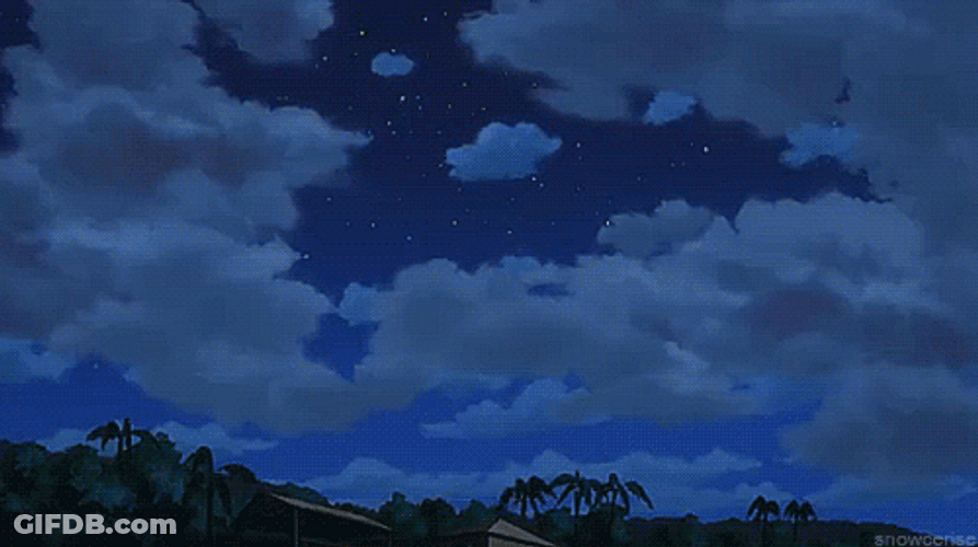 Peaceful Anime Night Sky Above Beach GIF