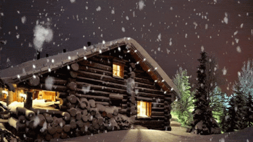 Peaceful Home In Snowfall GIF