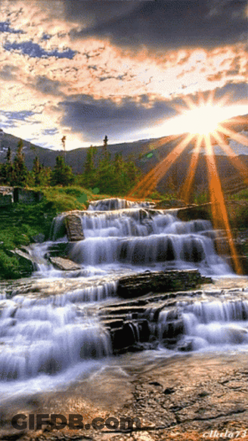 Peaceful Magical Flowing Falls GIF