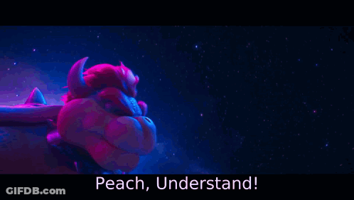 Peach And Bowser Are Standing Next To Each Other In A Cartoon . GIF