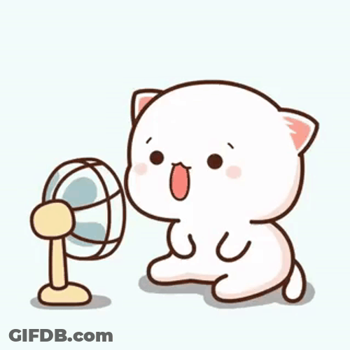 Peach And Goma Fan Wind Blowing GIF