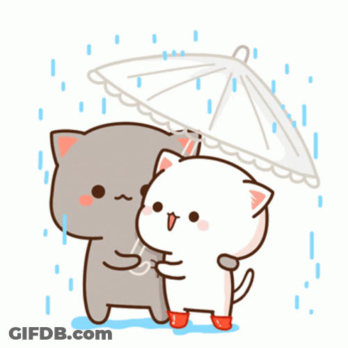 Peach And Goma Stickers With Umbrella GIF