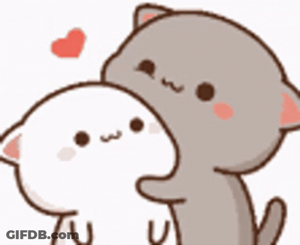 Peach CAt Animation Sweet Side Abrazo GIF