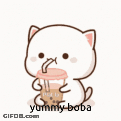 Peach Cat Boba Tea GIF