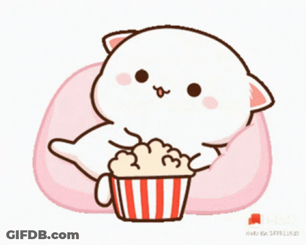 Peach Cat Eating Popcorn GIF