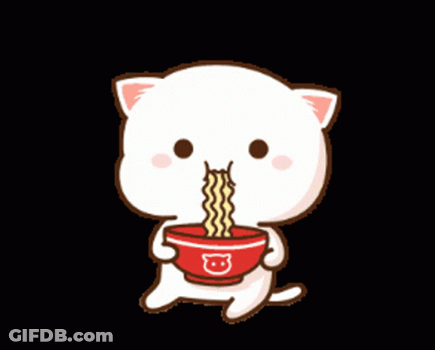 Peach Cat Noodle Time GIF
