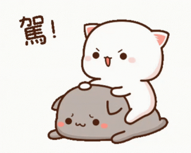 Peach Cat Riding Mochi Cat Cute Sticker GIF