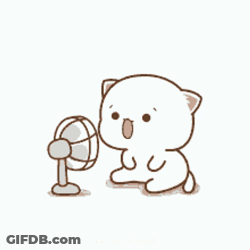 Peach Cat Using Electric Fan GIF