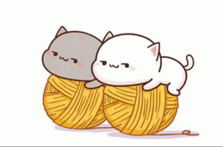 Peach Cat Yarn Cute Animated GIF
