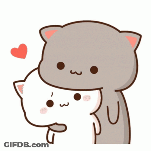 Peach Goma White Cat Short Backhug GIF