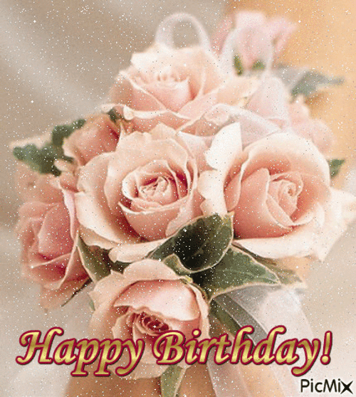 Peach Roses Birthday Flowers GIF