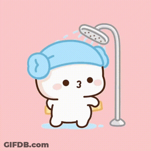 Peach White Cat Showering GIF