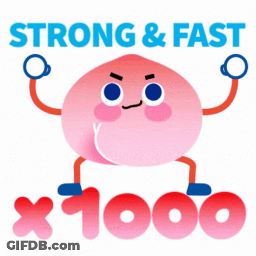 Peach With Arms And Legs Saying Strong & Fast GIF