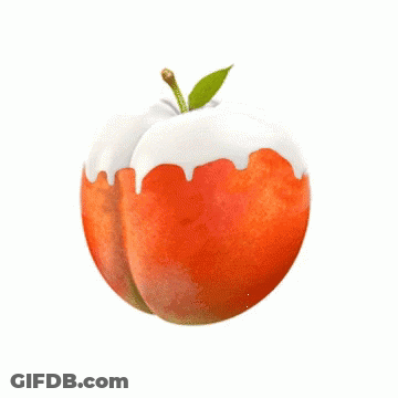 Peach With White Frosting And Green Leaf GIF