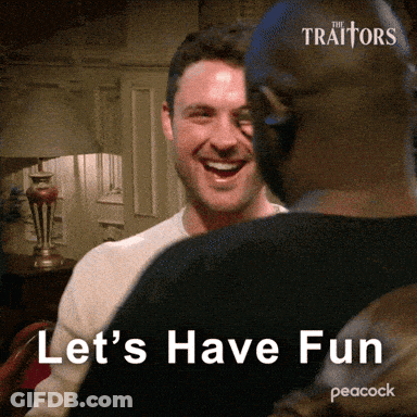 Peacock Ad For The Traitors Two Men Laughing GIF