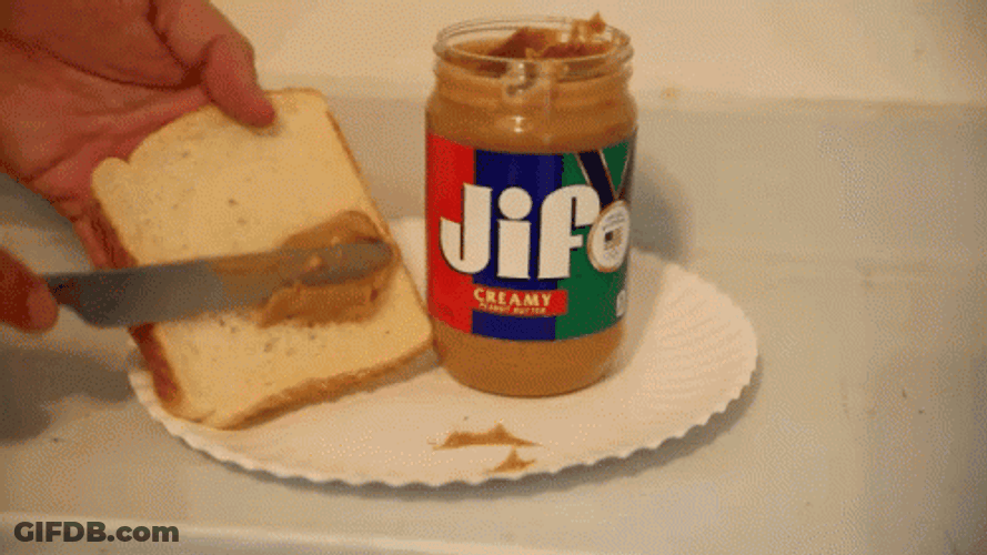 Peanut Butter Spread In One Slice Of Bread GIF