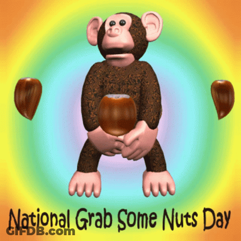 Peanut Holding Baseball Bat Saying National Nut Day GIF
