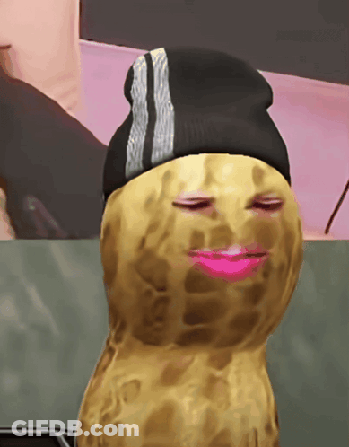 Peanut In Black Beanie With Pink Lip GIF