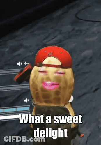 Peanut In Red Hat Saying What A Sweet Delight GIF